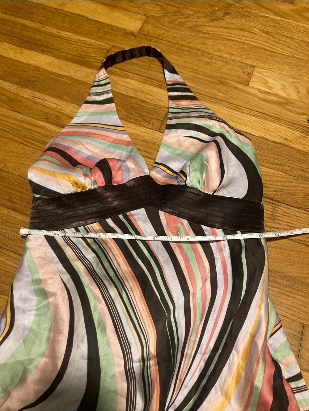 Laundry Shelli Segal 100% silk lining groovy funky midi halter dress - Picture 2 of 5